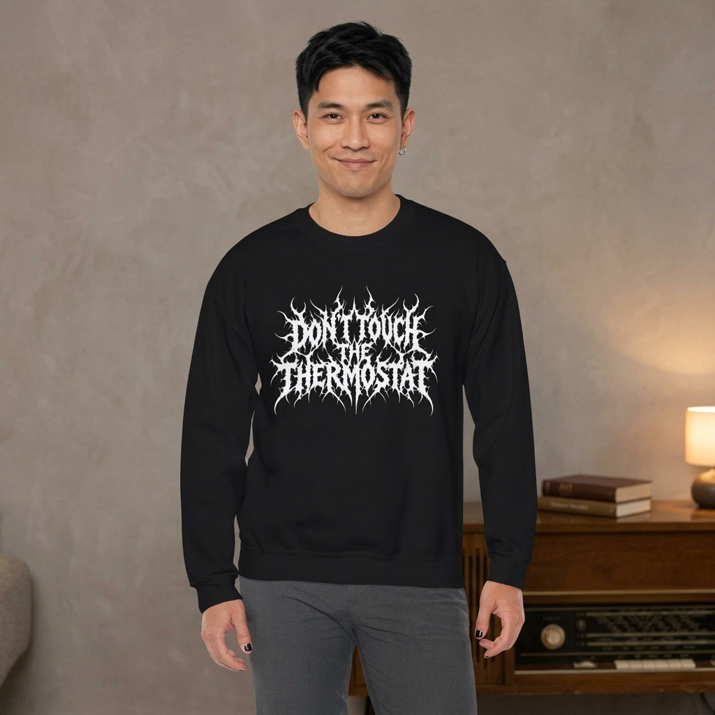 Don't Touch the Thermostat Crewneck Sweatshirt | Death Metal Typography